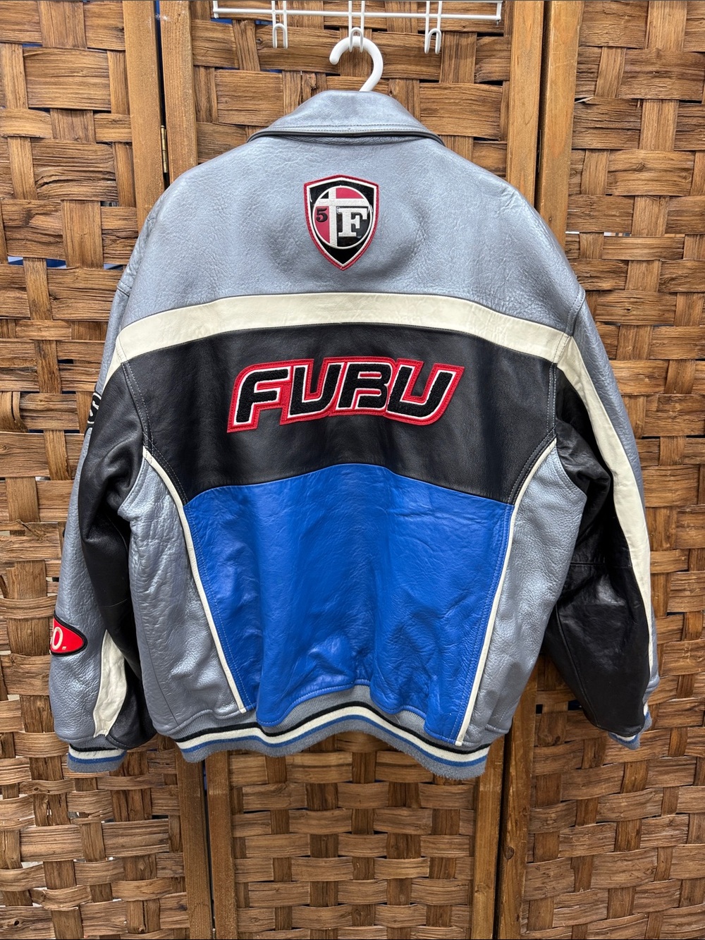 RARE VTG Fubu Leather Racing Jacket Mens XL Y2K 90s Streetwear - Picture 8 of 16